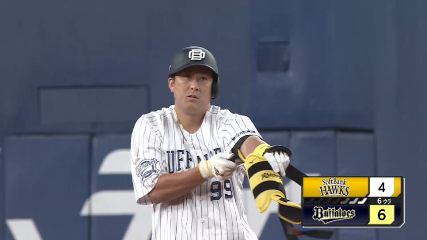 6回裏・B杉本裕太郎 主砲の一振り!! 右中間を破る勝ち越し2点タイムリー2ベースヒット!!