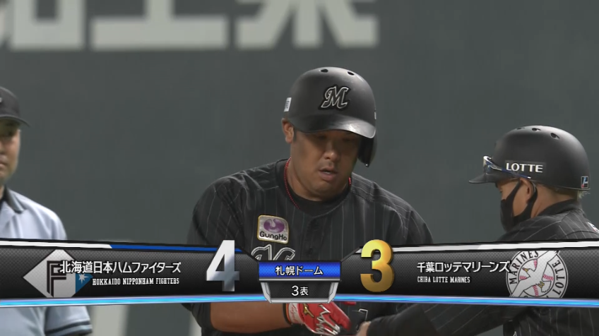 3回表・M井上晴哉 チャンスで点を取る4番の打撃!! 1点差に詰め寄る2点タイムリーヒットを放つ!!