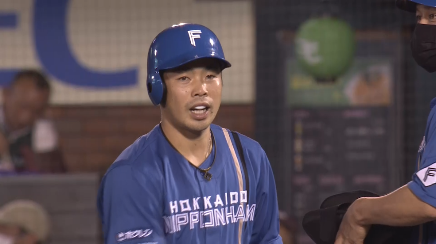 6回表・F近藤健介 2打席連続ヒット!! センターへ勝ち越しタイムリーヒットを放つ!!