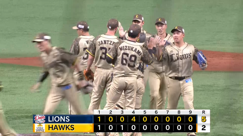 9回裏・L水上由伸 プロ初セーブ!! チームも単独首位に浮上!!