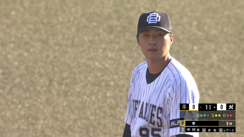 1回裏・B東晃平 直球でプロ初奪三振!! プロ初登板初先発の初回を3者凡退に抑える!!