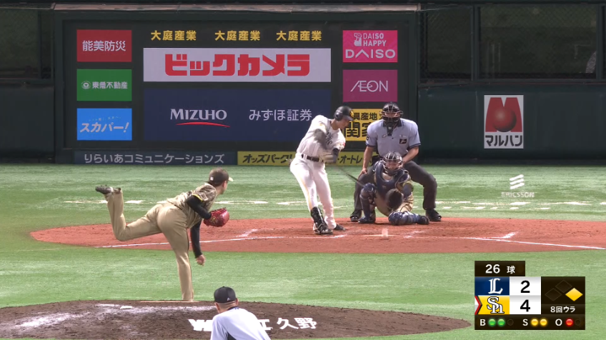 8回裏・L佐々木健 2回を無失点に抑える好投を見せる!!