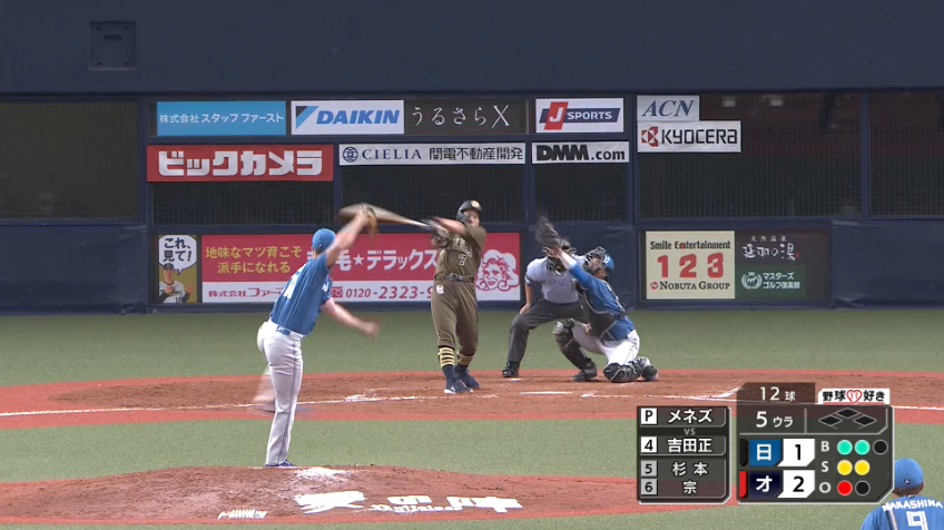 5回裏・Fメネズ B吉田正尚から三振を奪う!!