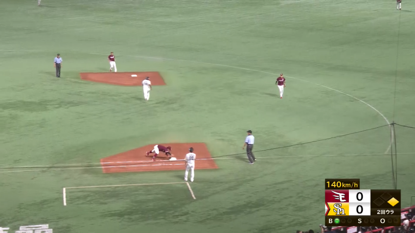 2回裏・E鈴木大地 横っ飛びでナイスキャッチ!! 一瞬にして2アウトをもぎ取る!!