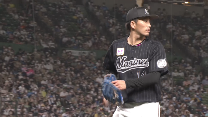 8回裏・M小島和哉 気迫のガッツポーズ!! 一打同点のピンチを凌いで8回1失点の好投!!