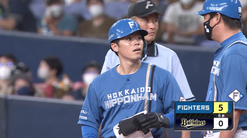 6回表・F梅林優貴 2点タイムリーヒットを放ちプロ初打点を挙げる!!