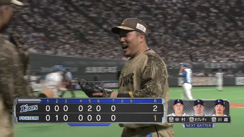 7回裏・L山川穂高 鋭いファーストゴロを見事にさばき、併殺を完成させる!!