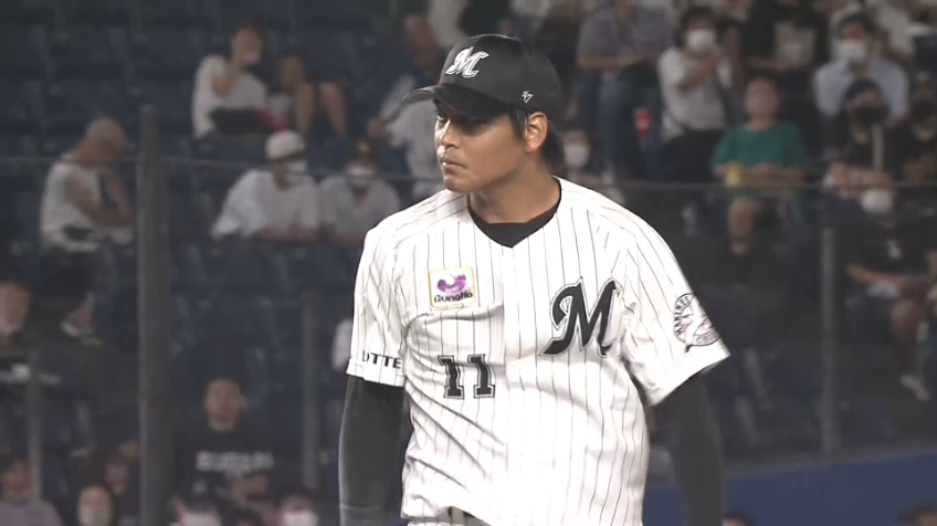 7回表・M佐々木千隼 得点圏にランナーを置きながらも最後は空振り三振に抑えた!!