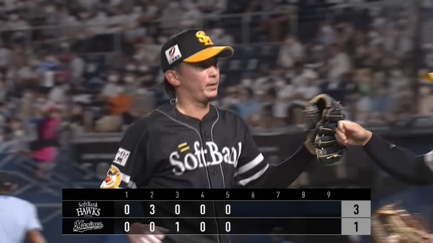 5回裏・H東浜巨 渾身のストレートで見逃し三振に!! 3者凡退に抑える好投を見せる!!