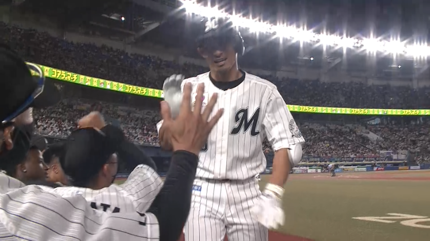 8回裏・M荻野貴司 完璧に捉えた!! ソロホームランを放ち2点差に!!