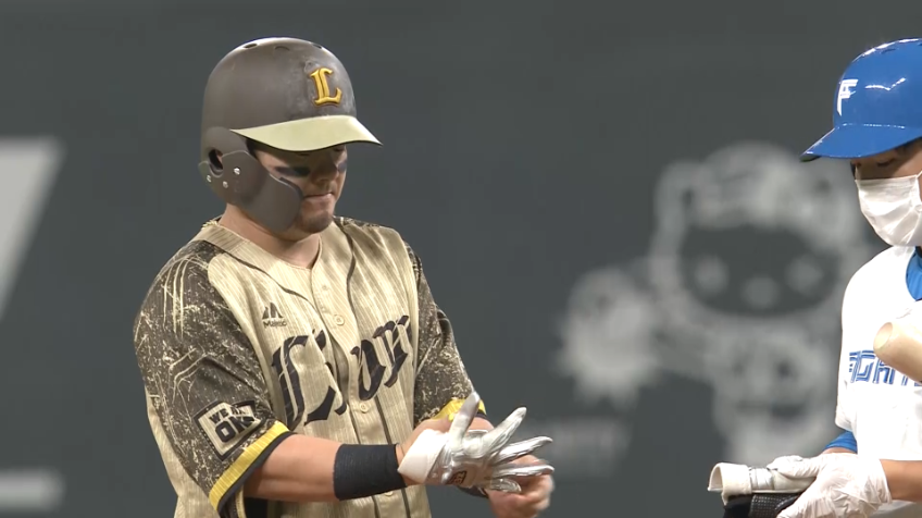 1回表・L森友哉 ストレートを捉えライトへ先制のタイムリー2ベースヒットを放った!!