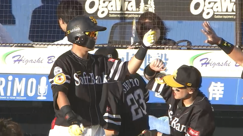 2回表・H中村晃 試合を振り出しに戻す第4号ソロホームラン!!