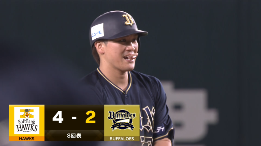 8回表・B伏見寅威 右中間真っ二つ!! 点差を2点に縮めるタイムリー2ベース!!