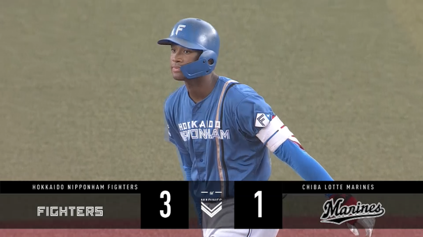 3回表・F万波中正 甘い球を逃さない!! 追加点となるタイムリー2ベースヒットを放つ!!