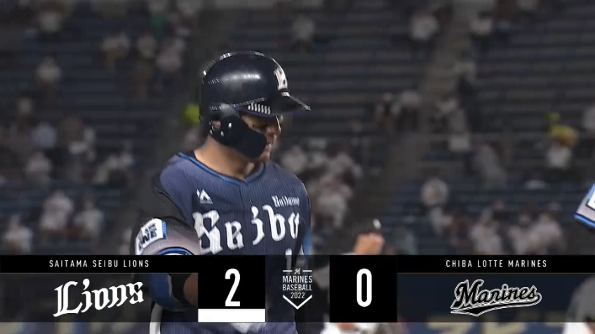 4回表・L栗山巧 甘い球は逃さない!! センターオーバーのタイムリー2ベースヒット!!