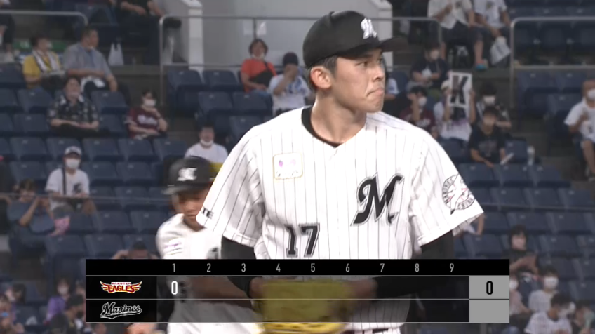 1回表・M佐々木朗希 切れ味抜群の変化球で三振を奪う!! 初回を3者凡退に抑える完璧な立ち上がり!!