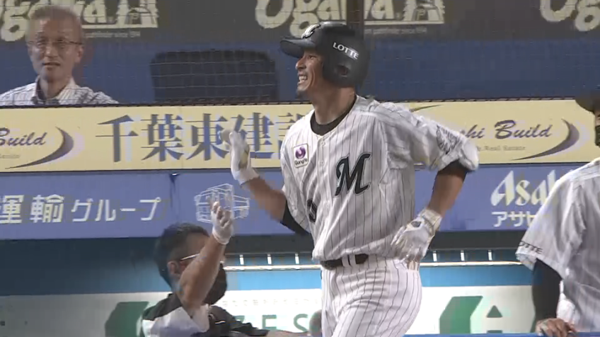 3回裏・M荻野貴司 初球を捉えた!! 先制のソロホームランを放つ!!