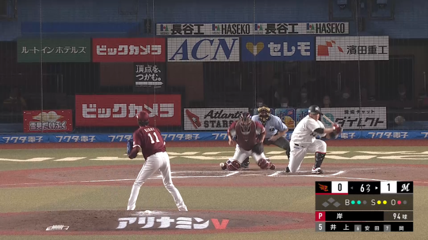 6回裏・E岸孝之 緩急使い6回1失点の好投!!