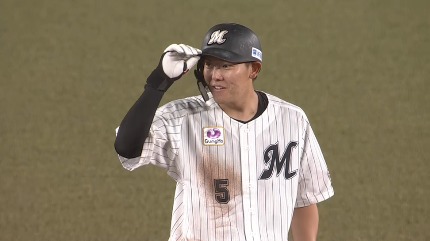 8回裏・M安田尚憲 本日4安打と絶好調!! 貴重な追加点となるタイムリー2ベースヒット!!