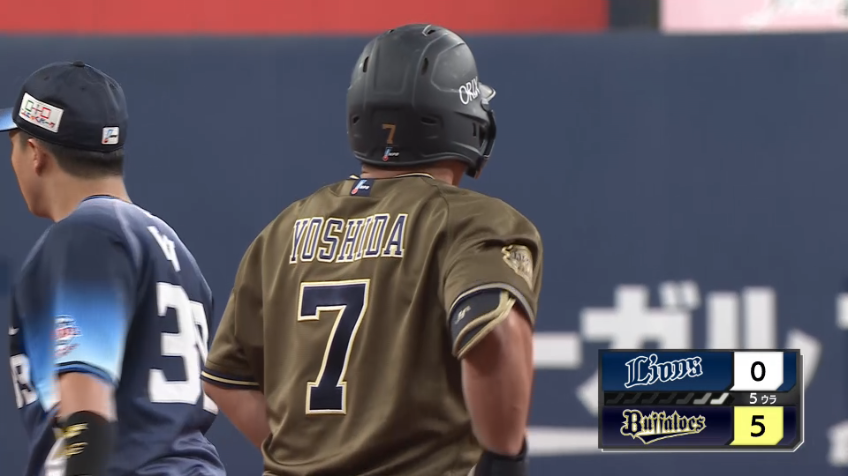 5回裏・B吉田正尚 追加点を呼び込む2点タイムリー2ベースヒット!!