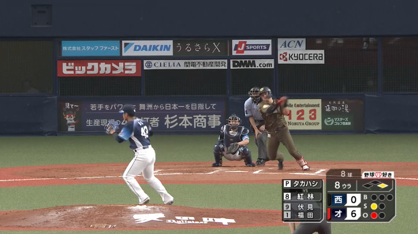 8回裏・Lボー・タカハシ 1イニングを無失点に抑えた!!