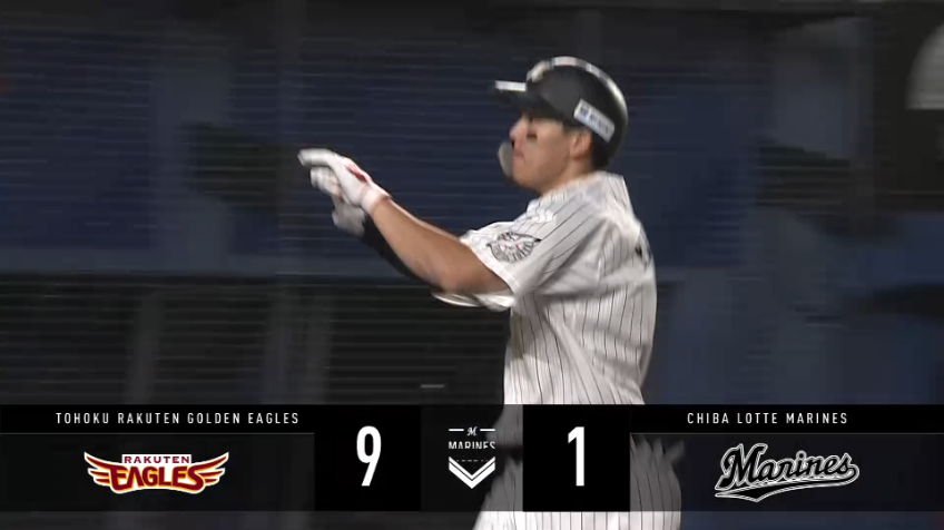 6回裏・M安田尚憲 確信の一振り!! 待望の今シーズン本拠地初アーチをライトスタンドへ!!