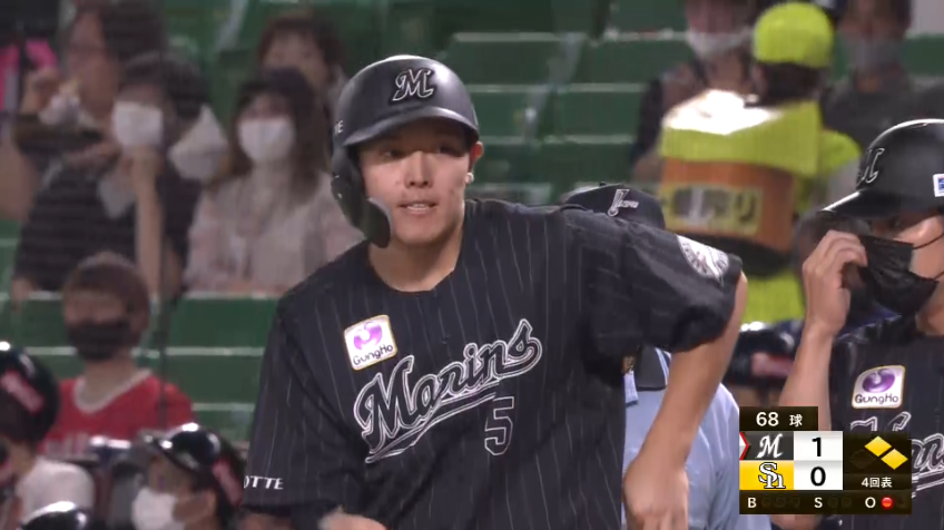 4回表・M安田尚憲 レフト線へ上手く運び先制タイムリーヒット放つ!!