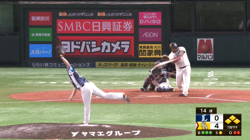 7回裏・L宮川哲 ピンチの場面で無失点に抑える好リリーフを見せた!!