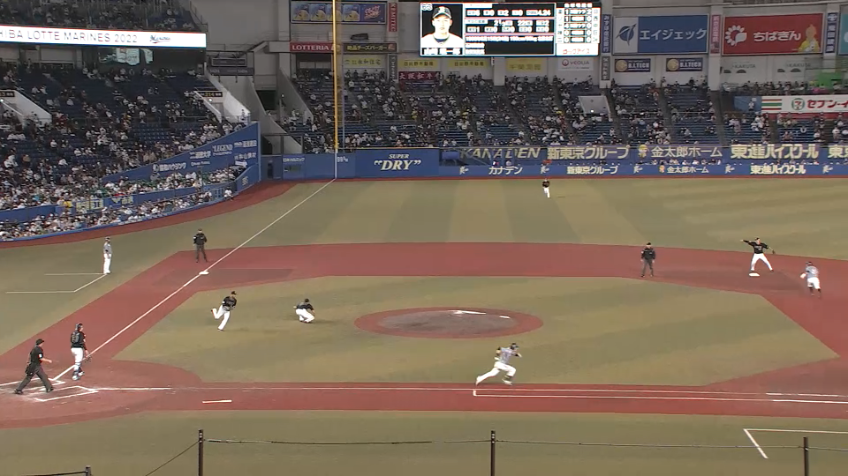 8回裏・B宗佑磨 セーフティバントを防ぐ好フィールディングとランニングスロー!!