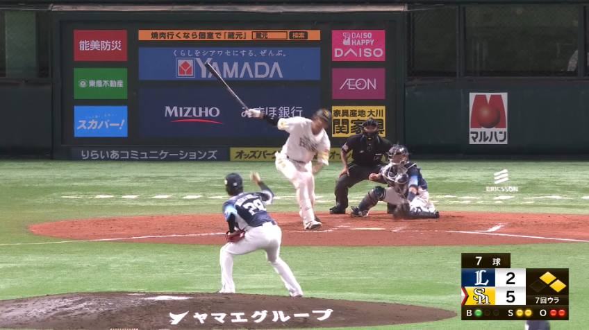 7回裏・L森脇亮介 火消し成功!! 1アウトランナー1,2塁のピンチを2者連続三振で切り抜ける!!