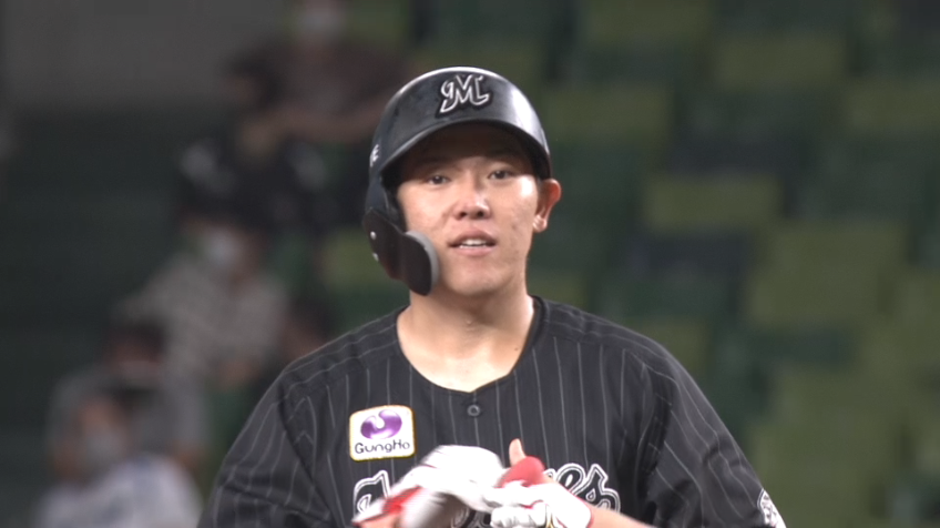 5回表・M安田尚憲 左中間へのタイムリー2ベースヒットで更に1点を追加する!!