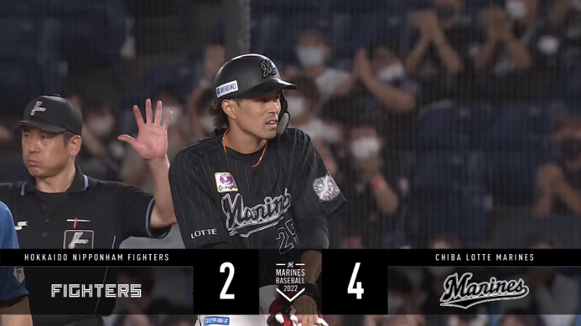 8回裏・M岡大海 詰まりながらもセンター前へタイムリーヒットを放つ!!