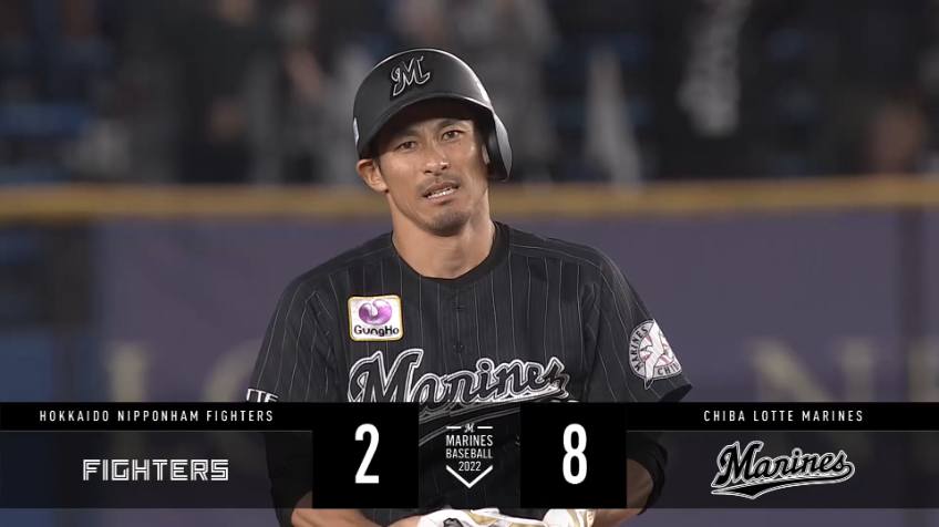 8回裏・M荻野貴司 ベテランの一打!! 左中間へ2点タイムリー2ベースヒットを放った!!