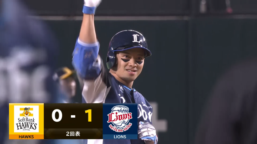 2回表・L呉念庭 先制に成功!! フェンス直撃のタイムリー2ベースヒット!!