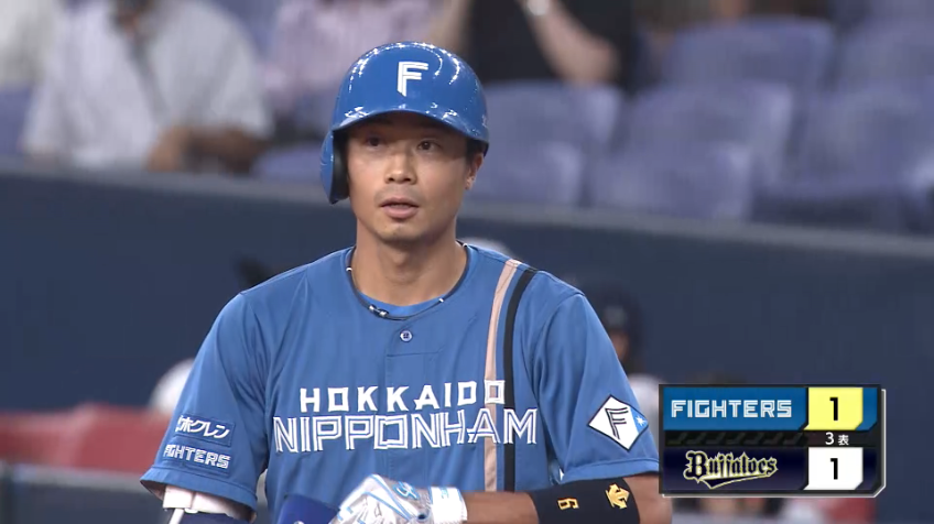 3回表・F中島卓也 すぐさま追いつく!! センターへ同点タイムリーヒットを放った!!