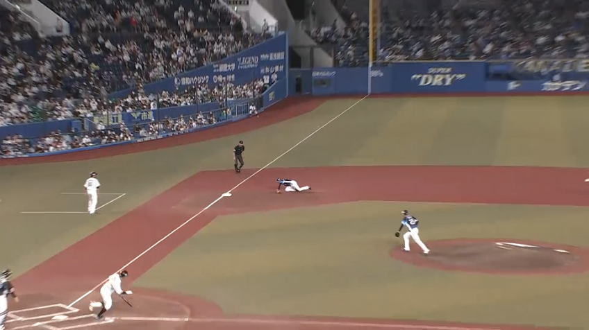 1回裏・L平沼翔太 華麗な守備を見せ、ダブルプレーを奪い投手を救う!!