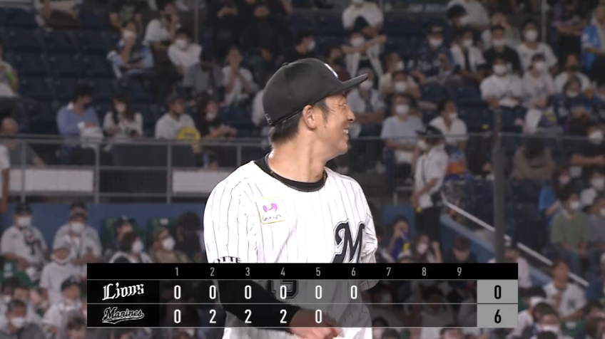 6回表・M美馬学 2アウトランナー3塁のピンチを招くも、無失点で切りぬける!!