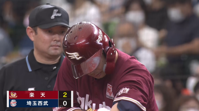 4回表・E浅村栄斗 初球をセンターへ運び、タイムリーヒットで追加点を奪う!!