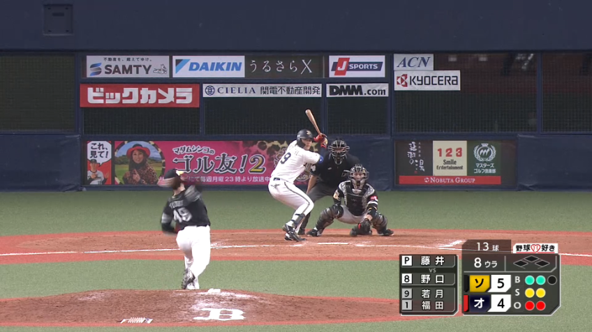 8回裏・H藤井皓哉 3者連続三振!! 好リリーフを魅せた!!