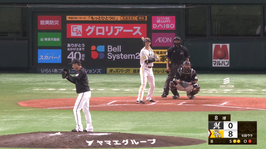 6回裏・M坂本光士郎 空振り三振!! この回を無失点に抑える好投を魅せた!!