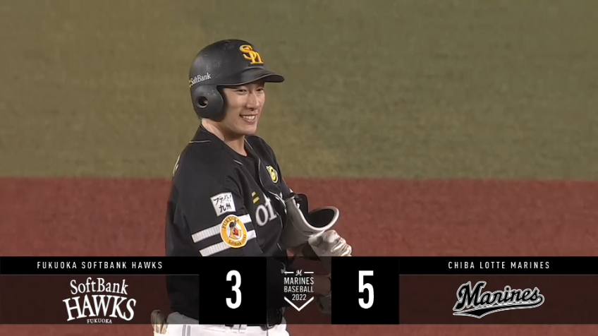 8回表・H柳田悠岐 キャプテンの一打!! 左中間へのタイムリー2ベースヒットを放つ!!