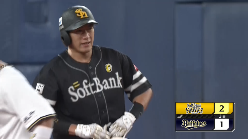 3回表・H柳田悠岐 見事な勝ち越し打!! ライトへのタイムリー2ベースヒットを放つ!!