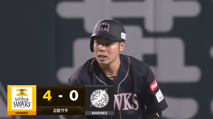 2回裏・H近藤健介 2打席連続ヒットはフェンス直撃となるセンターオーバーのタイムリー２ベースヒット!!