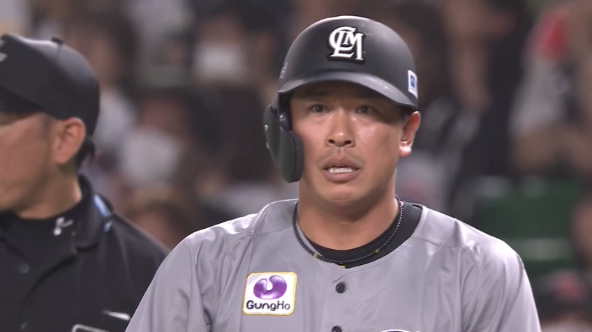 6回表・M角中勝也 3塁線を抜ける2点タイムリーヒットで今季チーム初得点をもたらす!!