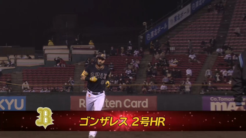 3回表・Bゴンザレス 均衡を破る先制の第2号2ランホームランを放つ!!