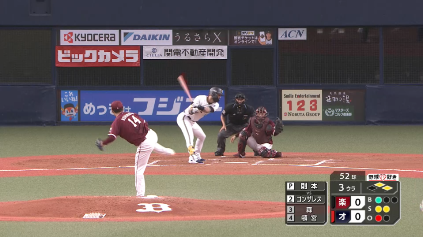 3回裏・E則本昂大 三振奪取!! ピンチの場面で見事な投球をみせる!!