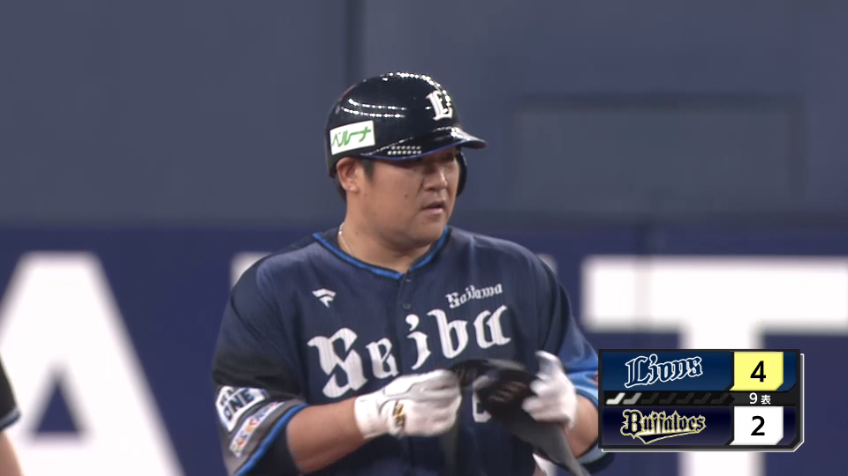 9回表・L中村剛也 レフトへのタイムリー2ベースヒットで貴重な追加点を奪う!!