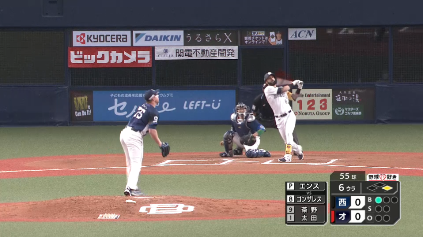 6回裏・Bゴンザレス レフトへ先制の2ランホームランを放つ!!