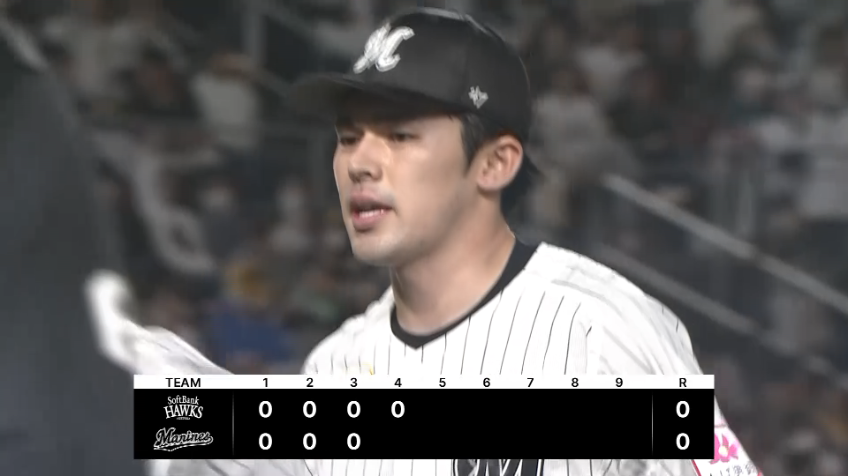 4回表・M佐々木朗希 強風に乗せたストレートで取った三振が本日10個目の奪三振となる!!