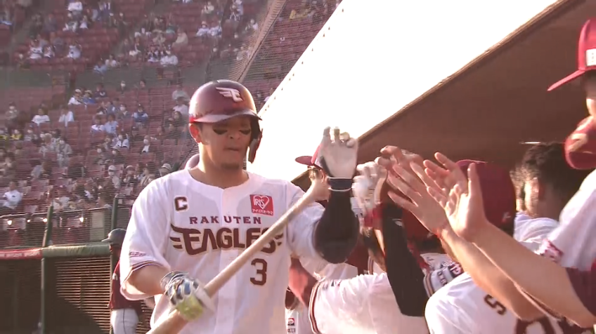 9回裏・E浅村栄斗 豪快に叩き込む!! 意地の第5号ホームラン!!